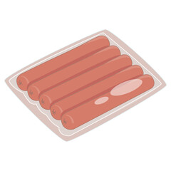 Sausages in pack of five illustration