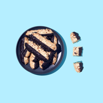 Group of Almond Finger Biscoff Cookies Arranged on a Plate