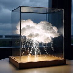 sky, cloud, light, lightning, in, box, glass, home, nature, weather, game, toy, app, style, aquarium, window, blue, clouds, woman, sun, nature, abstract, smoke, water, x-ray, generative, ai