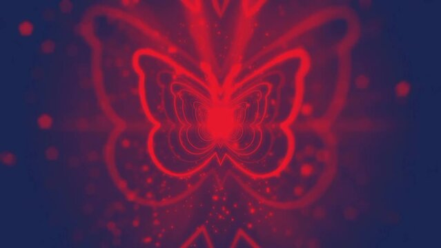 Red butterfly shape tunnel animation background 