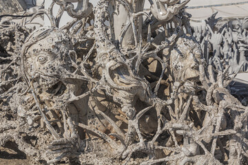 Detail of Wat Rong Khun (White Temple) in Chiang Rai province, Thailand