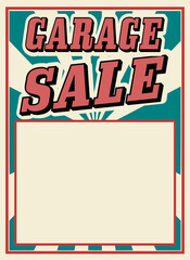Garage sale SIGN vintage style stripes bursting poster for print