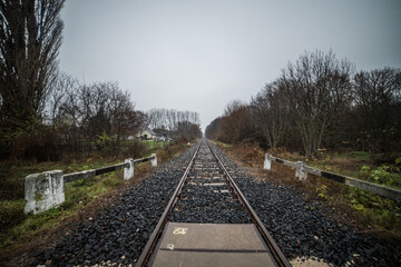 Fototapeta premium Railroad at Soly, Hungarian abandoned countryside