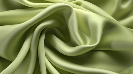 Elegant green silk fabric with a smooth texture, perfect for versatile design applications. Template. Wide web banner. Copy space. Generative AI.