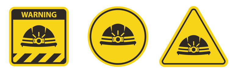 Head Protection Required Sign On White Background
