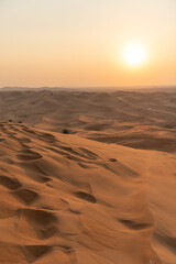 Beautiful sunset at the Red sand desert in Dubai