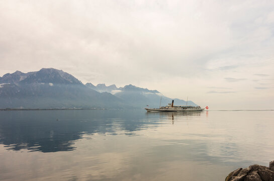 A ferry near Chillon castle