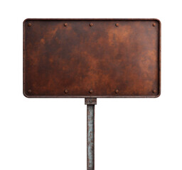 Old rusty industrial metal sign isolated on white background © oxinoxi