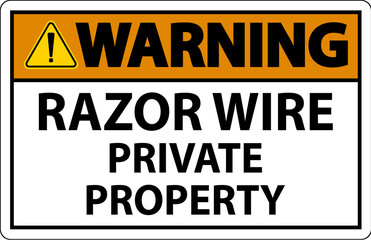 Warning Sign Razor Wire, Private Property Sign