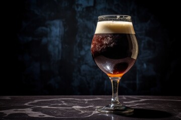 glass of beer on dark background