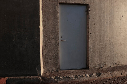 Close-up of door of concrete building in Island Brygge, Copenhagen