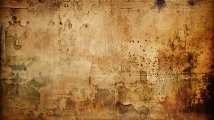 Worn paper background and ruined effect, old. Image generated by AI.