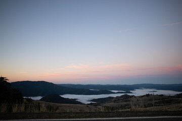 road in the mountains in northern california at dawn