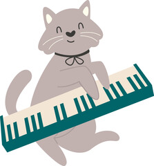Cat Playing On Synthesizer