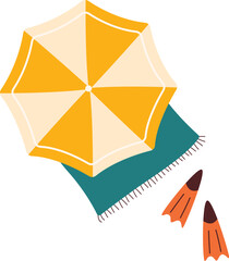 Umbrella With Flippers On Beach
