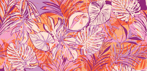 Summer pattern. Tropical leaves pattern perfect for textiles and decoration