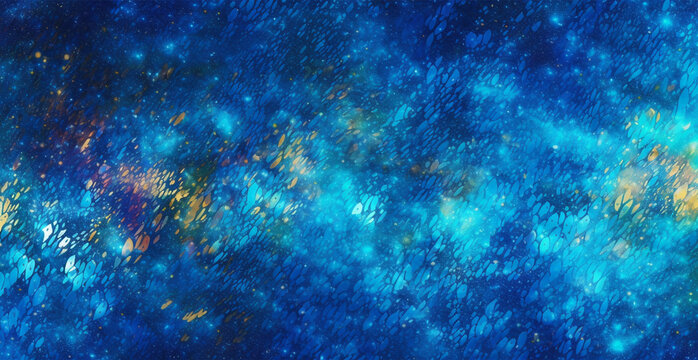 Abstract panoramic grunge background art blue paint texture - AI generated image