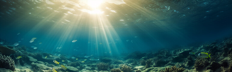 Fototapeta na wymiar Generative Ai image of a beautiful underwater ocean scene