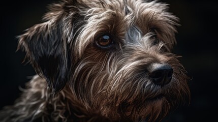 Naklejka premium 犬のポートレートと暗い背景,Generative AI AI画像