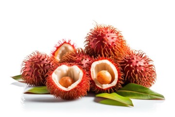 tasty rambutans on a white background