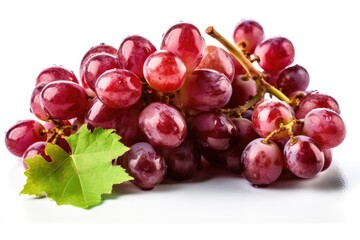 juicy purple grapes on a white background
