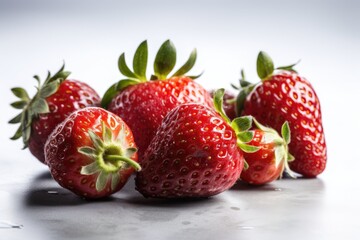 heap of strawberries on a white background