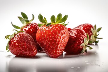 heap of strawberries on a white background