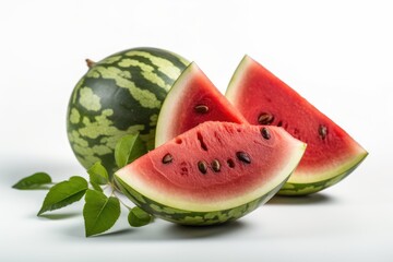juicy watermelon with slices on a white background