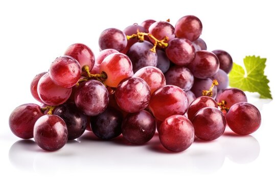 juicy purple grapes on a white background