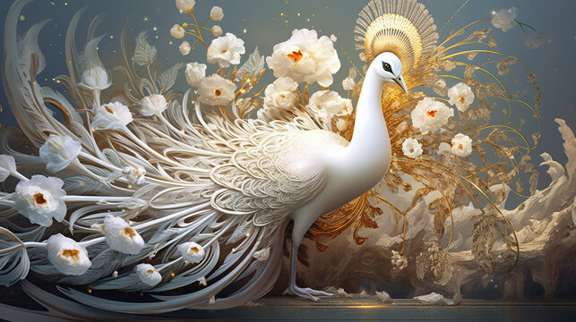 3d render illustration of a peacock