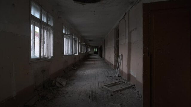 Interior of the old abandoned psychiatric hospital. Allenberg. Koenigsberg