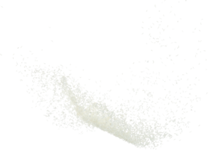 Japanese Rice flying explosion, white grain rices explode abstract cloud fly. Beautiful complete seed rice splash in air, food object design. Selective focus freeze shot white background isolated