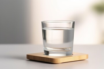 glass with water, glass of water isolated on a wooden table