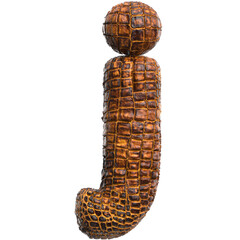 crocodile letter J - Lowercase 3d reptile font - Suitable for wildlife, ecology or conservation related subjects