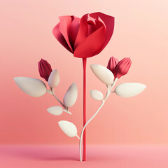 Valentine flower on color background Generative AI.