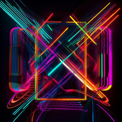 abstract background with glowing lines, neon art, abstract Generative AI.