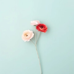 Valentine flower on color background Generative AI.