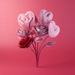 Valentine flower on color background Generative AI.