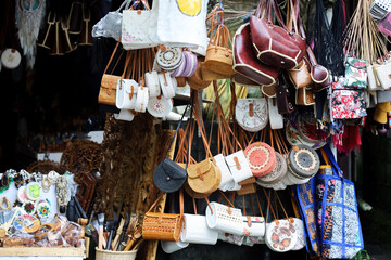 Various types of souvenirs are sold in the market at the Sukawati market, Balinese souvenirs.