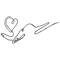 hand holding heart,  One continuous single line hand 