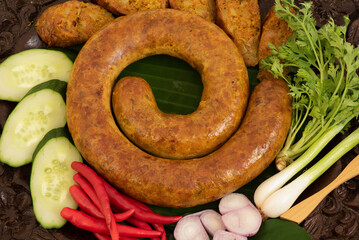 Sai Aua thai name is a local dish in northern Thailand and contains a mixture of herbs.