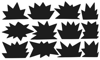 手書きの黒いギザギザなフレームのセット/タイトルや見出しにも