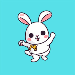 Illustrating Dance Moves, Vector Cartoon Rabbit Icon in Flat Design for Carrot Eating Animals