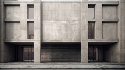 Concrete architectural of grey office building exterior at day using generative AI - obrazy, fototapety, plakaty