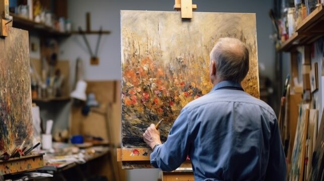 art restorer working on a painting generative ai