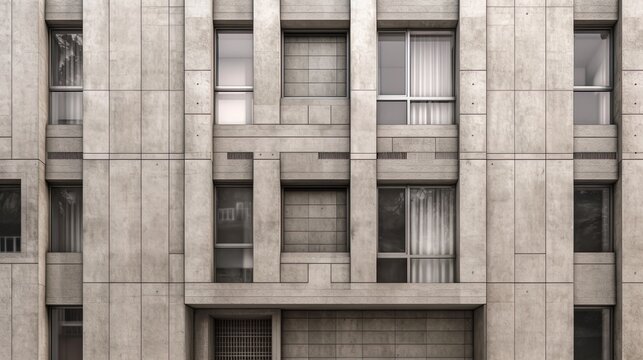 architectural facade of concrete building exterior at day using generative AI