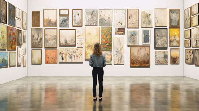 curator arranging an art exhibition generative ai