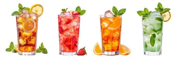 Fototapeta Summer cocktails on a transparent background. Generative AI obraz