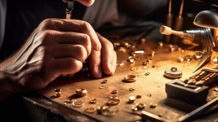 jeweler crafting a piece of jewelry generative ai - obrazy, fototapety, plakaty