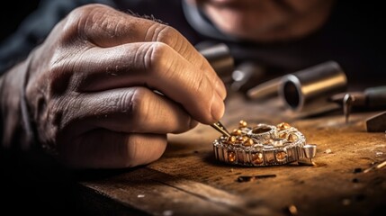 jeweler crafting a piece of jewelry generative ai - obrazy, fototapety, plakaty